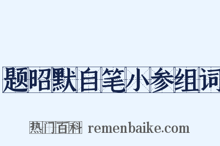 题昭默自笔小参组词是什么意思的图片